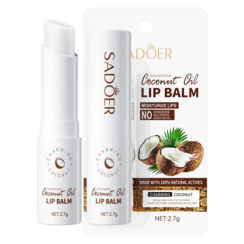 Coconut Moisturizing Lip Balm Anti-Dry Hydrating ถอดริ้วรอยริมฝีปาก Dead Skin Lip Care บํารุงยาวนานสําหรับผู้ชายผู้หญิง