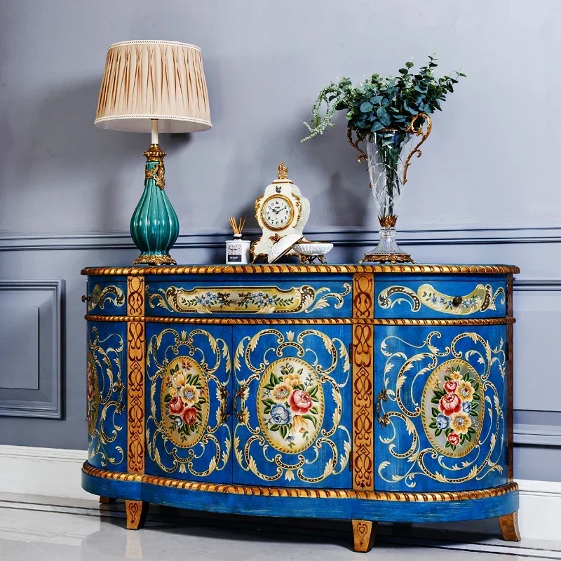 end luxury noble furniture with unique design serving hotel sideboard for living room antique painted home cabinet