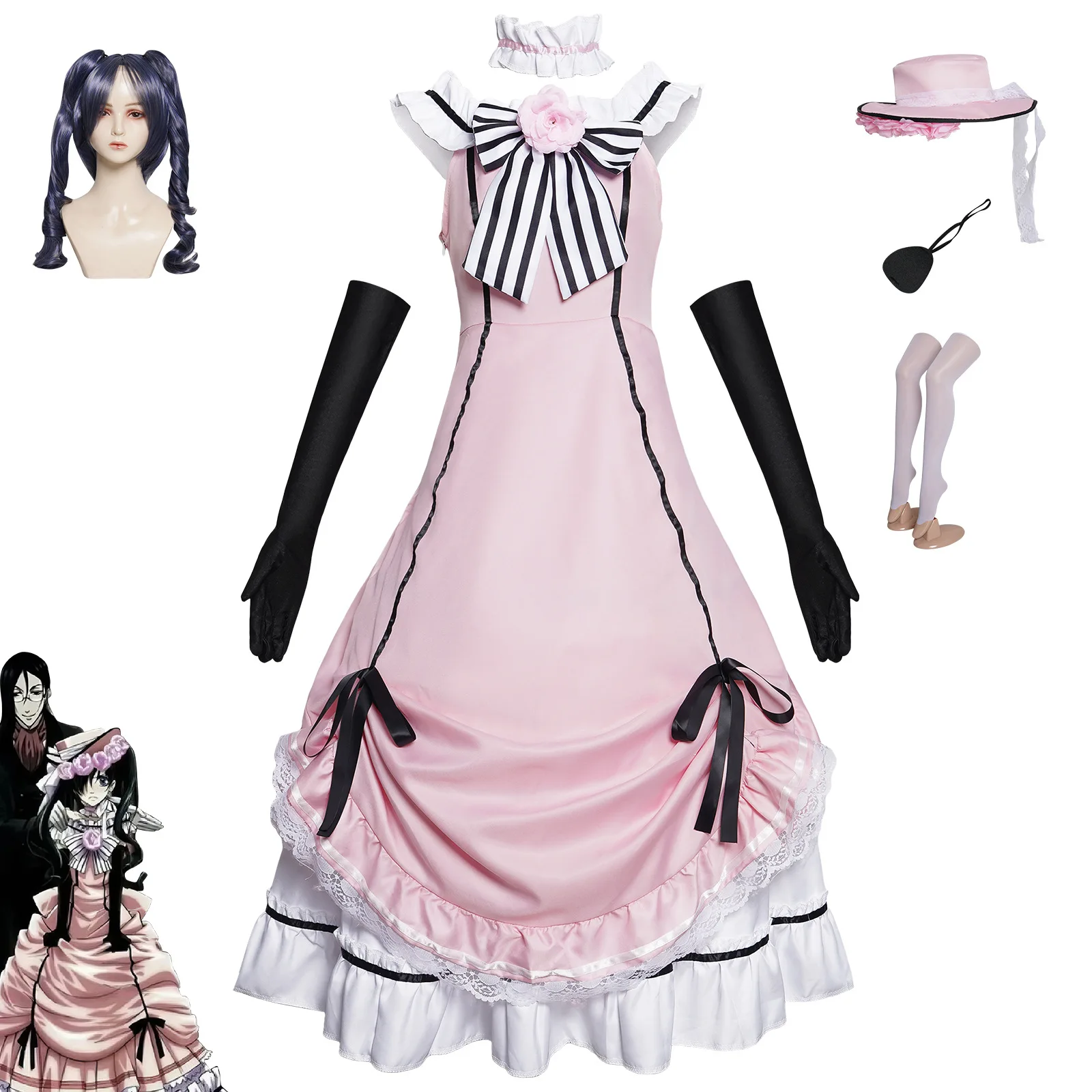 

Костюм для косплея из аниме «Чёрный дворецкий»: парик, платье, шляпа, наряды Киеля Фантомхайя для Хэллоуина и карнавала