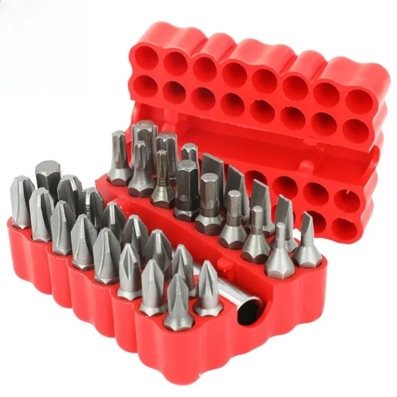 

Комбинированный набор с твердой и полой головкой, 33 шт., аксессуары для электрических отверток, оснащенный магнитным держателем сверла