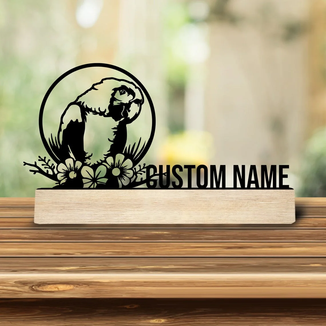 1pc Personalized Iron Desktop Ornament Custom Content Equipped with Wooden Base New Home Gift for Friends,Decorative Ornaments
