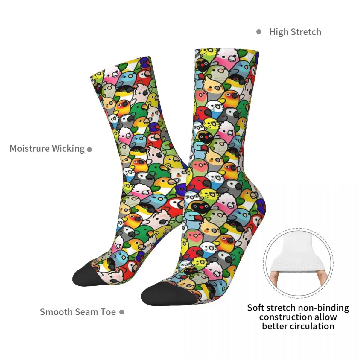 Everybirdy Pattern Mens Crew Socks Unisex Breathable Cute Funny 3D Printing Dress Socks Spring Summer Autumn Winter