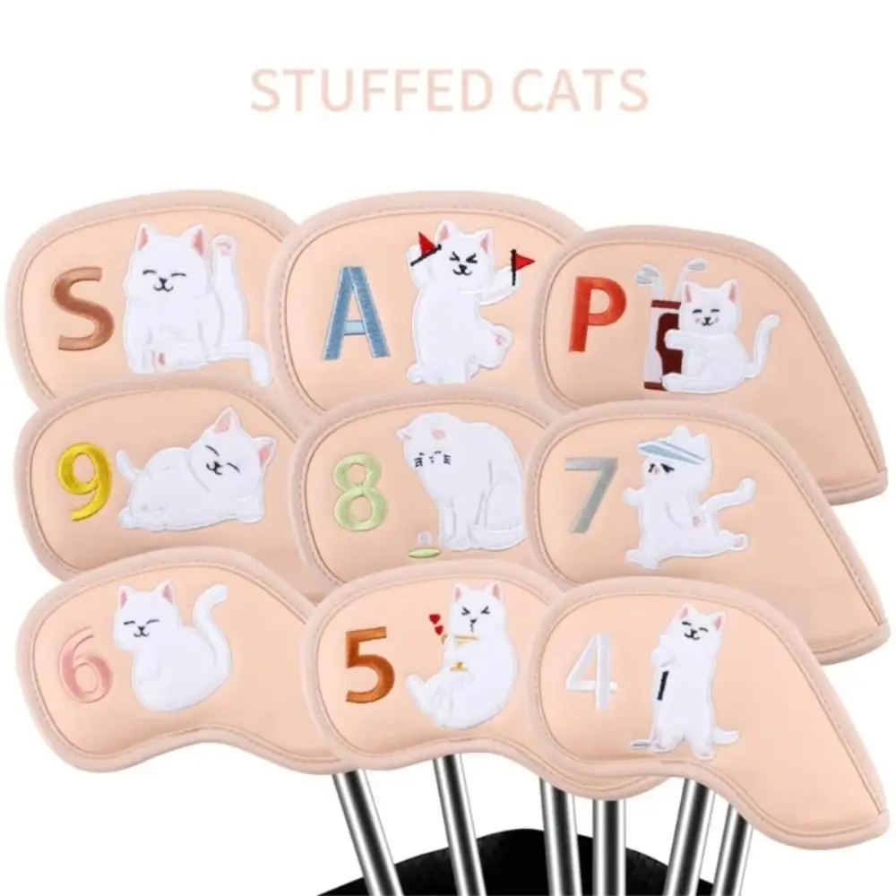 Katzen Muster Golf Eisen Kopf Abdeckung Kratzfest Wasserdicht Golf Kopf Schutz Cartoon PU Leder Golf Club Abdeckungen Golf Liefert