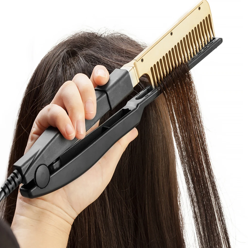 Dry Wet Straightening Comb Portable Ceramic Fast Heating Straightener Brush Styling Tool Wet And Dry Hair Straight Styler