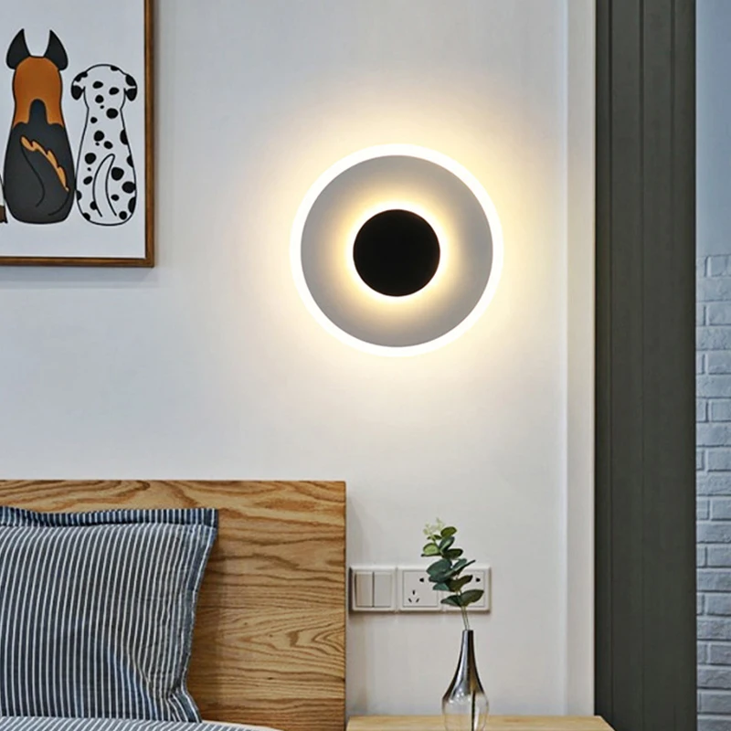 

Simple and modern circular wall lamp for bedroom, bedside, living room, corridor, LED ambient light, square creative