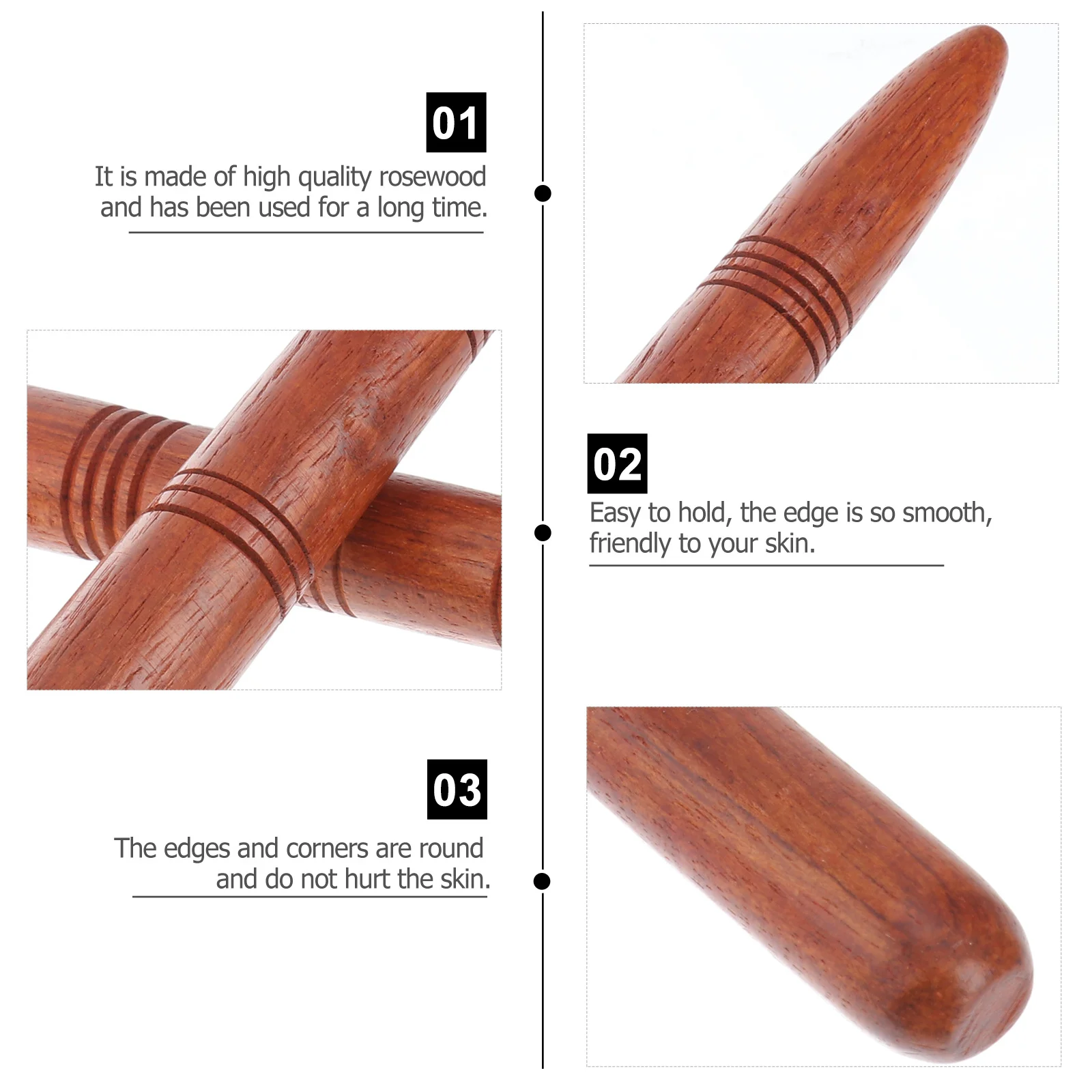 

2pcs Wooden Massage Rods Foot Acupoint Massaging Sticks Long Portable Compact Design For Home Salon Use Massage