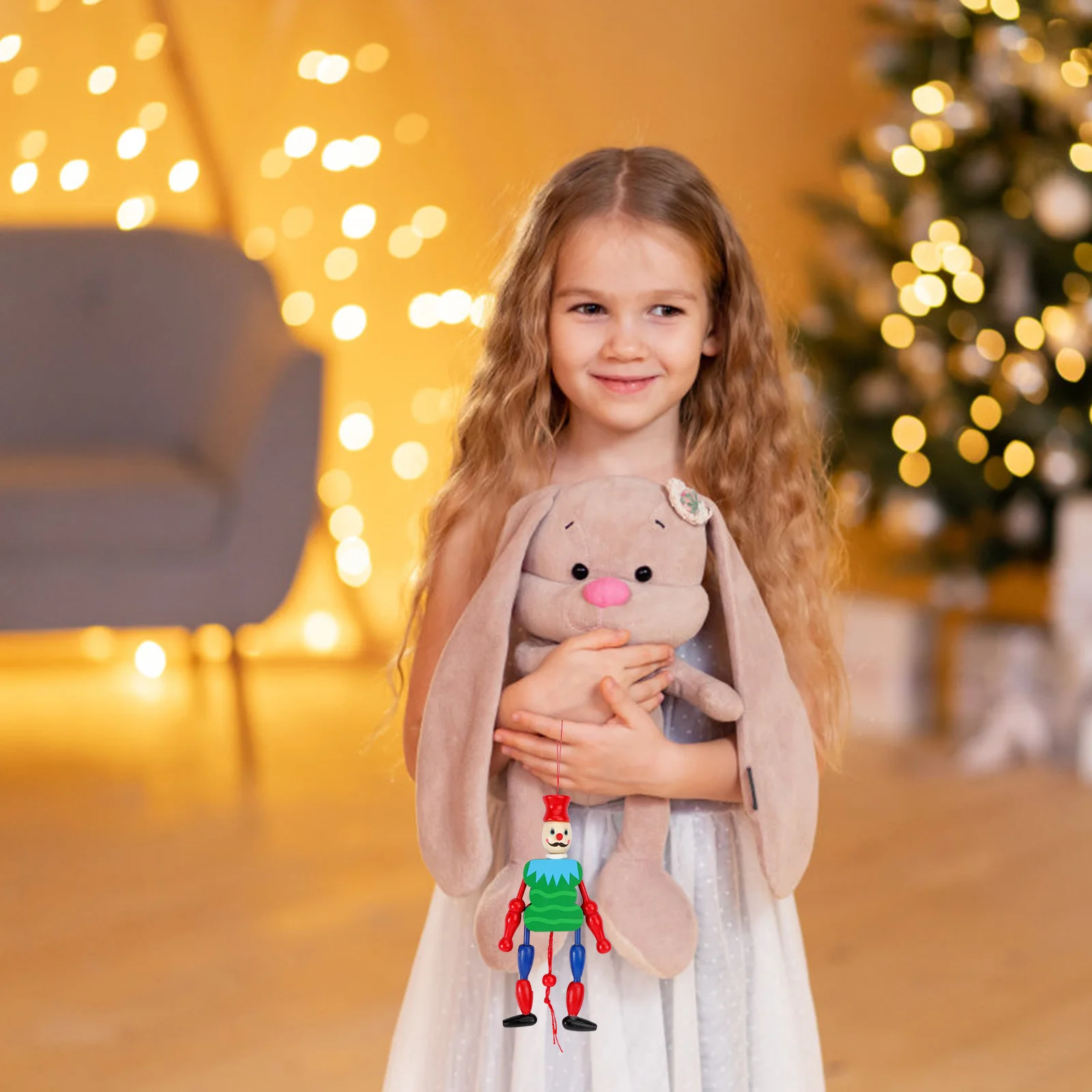 2Pcs Wooden King Puppet Handmade Craft Decor Figure Statue for Home Holiday Party Christmas Decoration