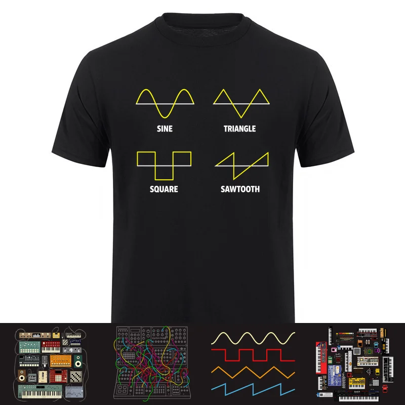 Analog Modular Synthesizer Music Producer Keyboard T-Shirt Short Sleeve  Synth Beat Maker Gift Tops HJ-143