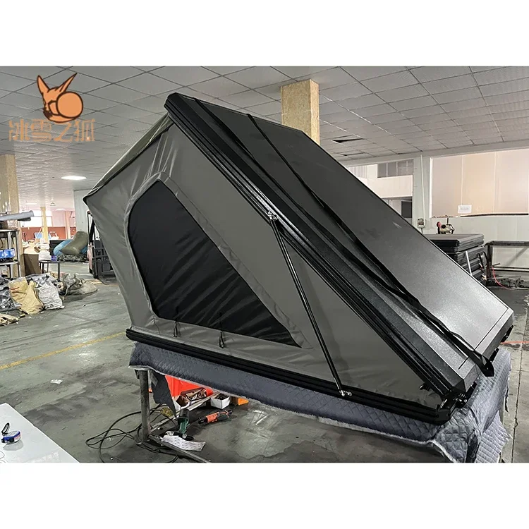 2022 New Aluminium shell triangle roof top tent hard shell 2 person camping tent car roof tent