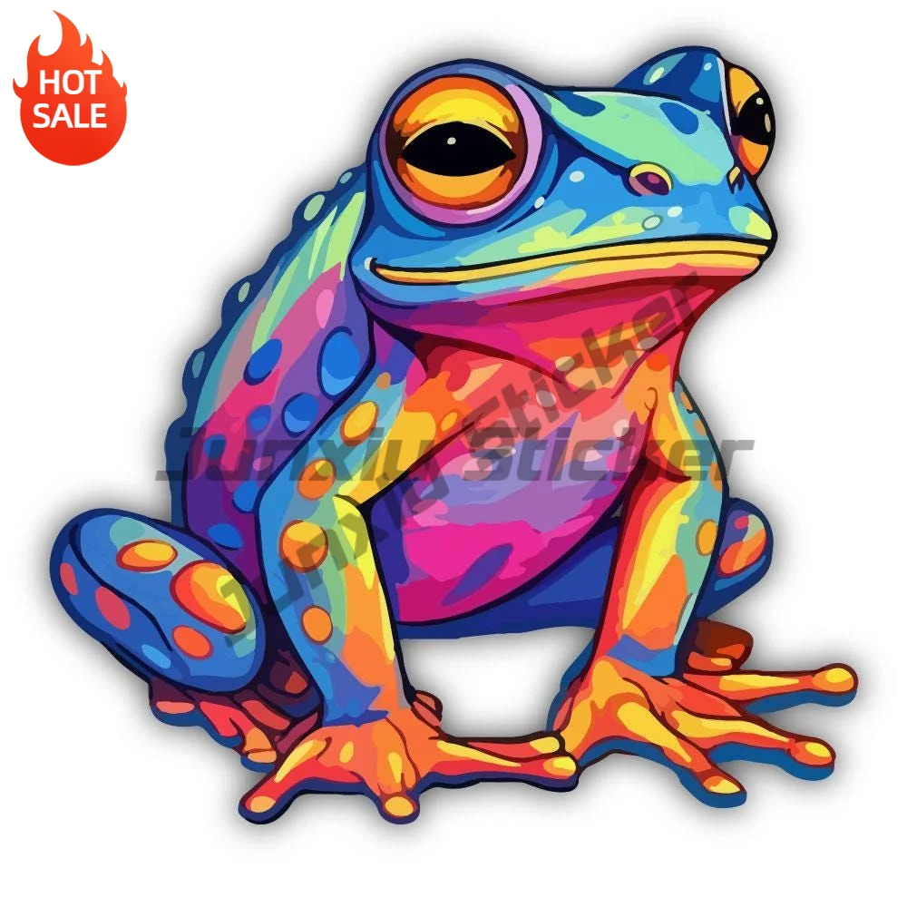 Frog Color Art Vinyl Sticker For Laptop And Car Window Shape Cut Decorative Art Decal