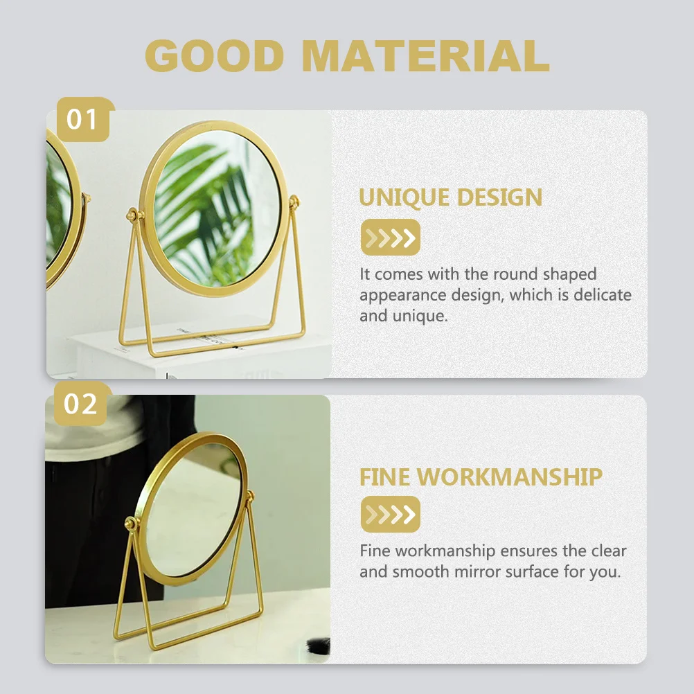 원형 메이크업 거울 데스크탑 가정용 장식 안정적인 받침대 방 침실 서재 화장대용