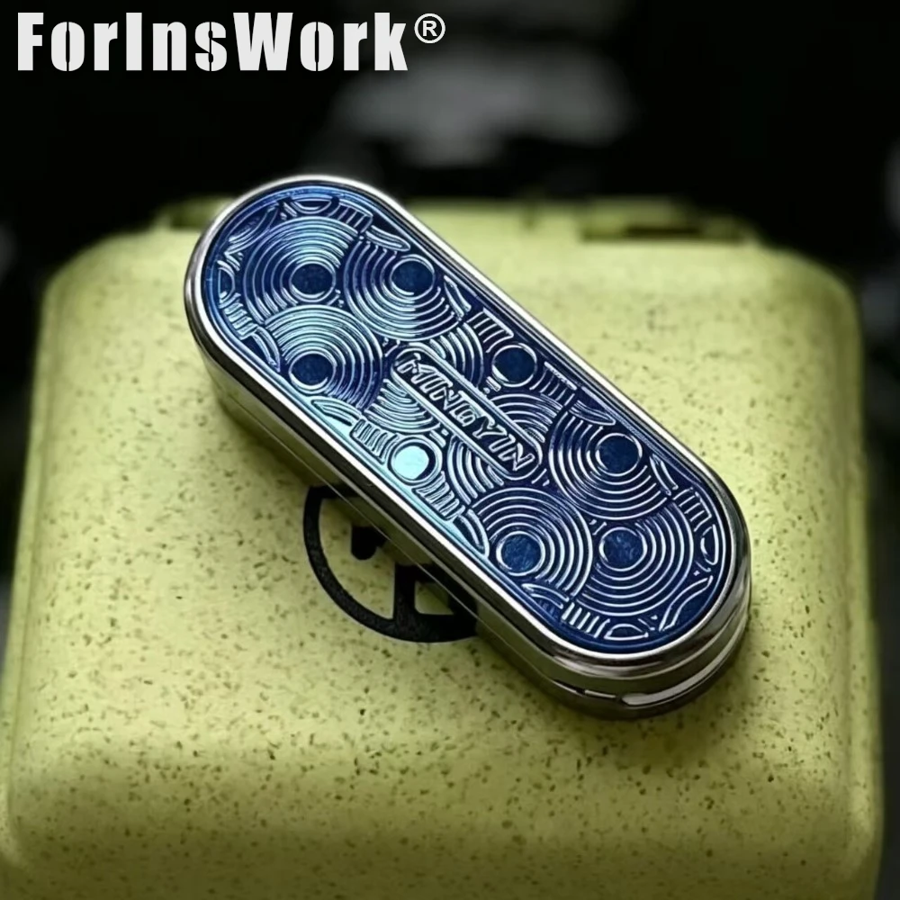 DLedc Mingyin 3-Tone Resonant Cavity Fidget Slider – Engraved Version, Titanium Mechanical Fingertip Stress Relief EDC Toy