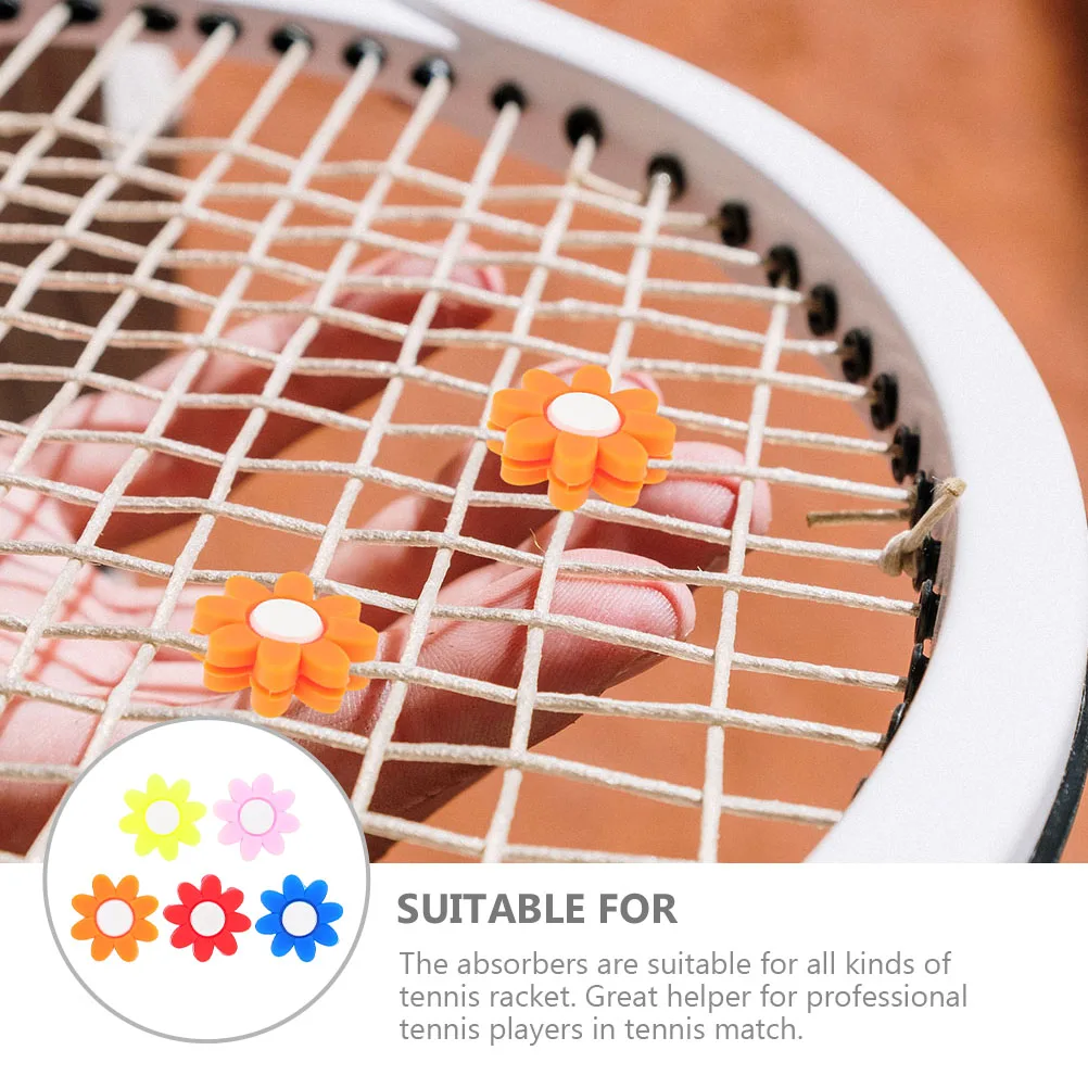 

5Pcs Tennis Racket Dampener Silicone Flower Shock Absorber Improve Control Stability Silicone Racket Dampener for Professional