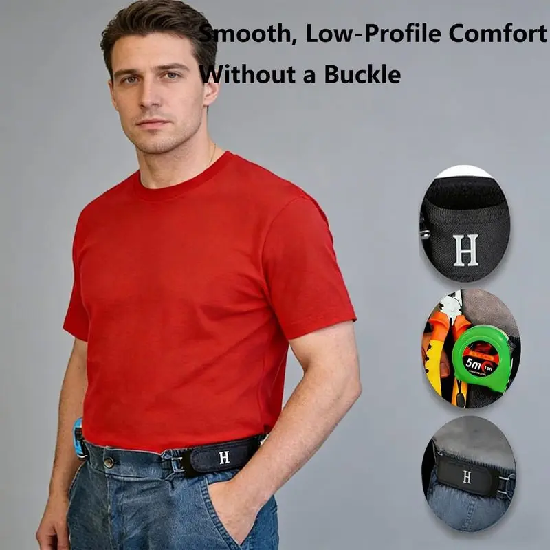 Elastic Tactical Belt Adjustable Portable Brown No Buckle Low Profile Smooth Comfort Metal Hook Outdoor Casual Daily Adult