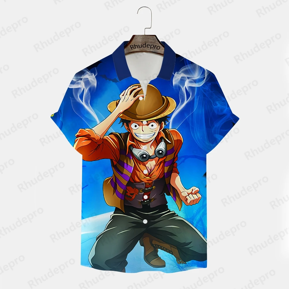 

5XL Monkey D Luffy Printed Shirt Goku 2024 Men's Children's Y2k Streetwear Roronoa Zoro Anime Oversized Clothing New