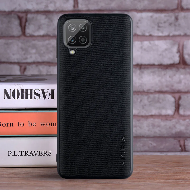Case for Samsung Galaxy A12 coque Luxury textile Leather skin soft TPU hard phone cover for samsung a12 case funda
