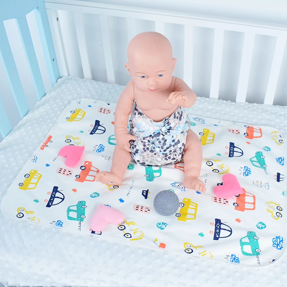 1pc Changing Mat Cotton Printing Bamboo Inner Portable Storage Nappy Pad Waterproof Cover Mattress For Baby