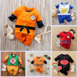 0-18 Months Anime Dragon Ball Goku Baby Rompers Newborn Cosplay Vegeta Cute Clothes Kids Halloween Cartoon Cosplay Costume Gift