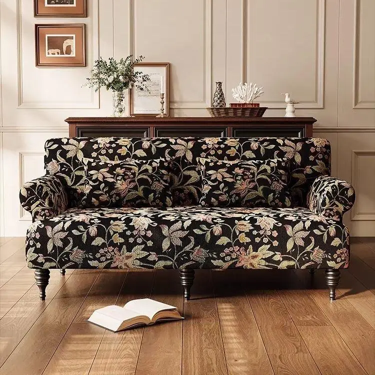 DSA retro wind flower sofa living room home medieval small apartment double living room sofa chair