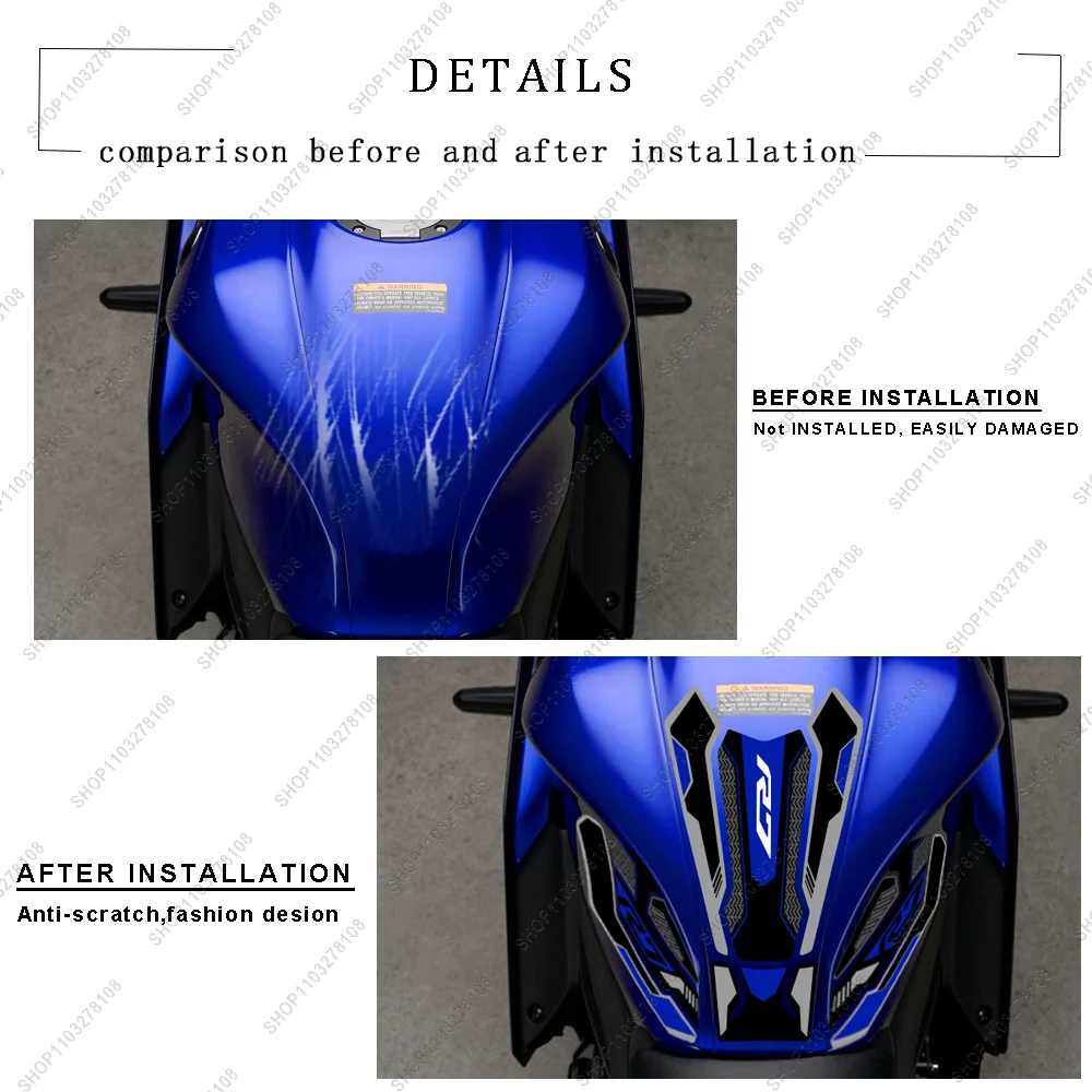 ل R7 YZF R7 YZFR7 2021 2022 2023 ثلاثية الأبعاد الراتنج ملصق عدة مقاوم للماء مقاومة للخدش دراجة نارية خزان الوقود وسادة واقية ملصق
