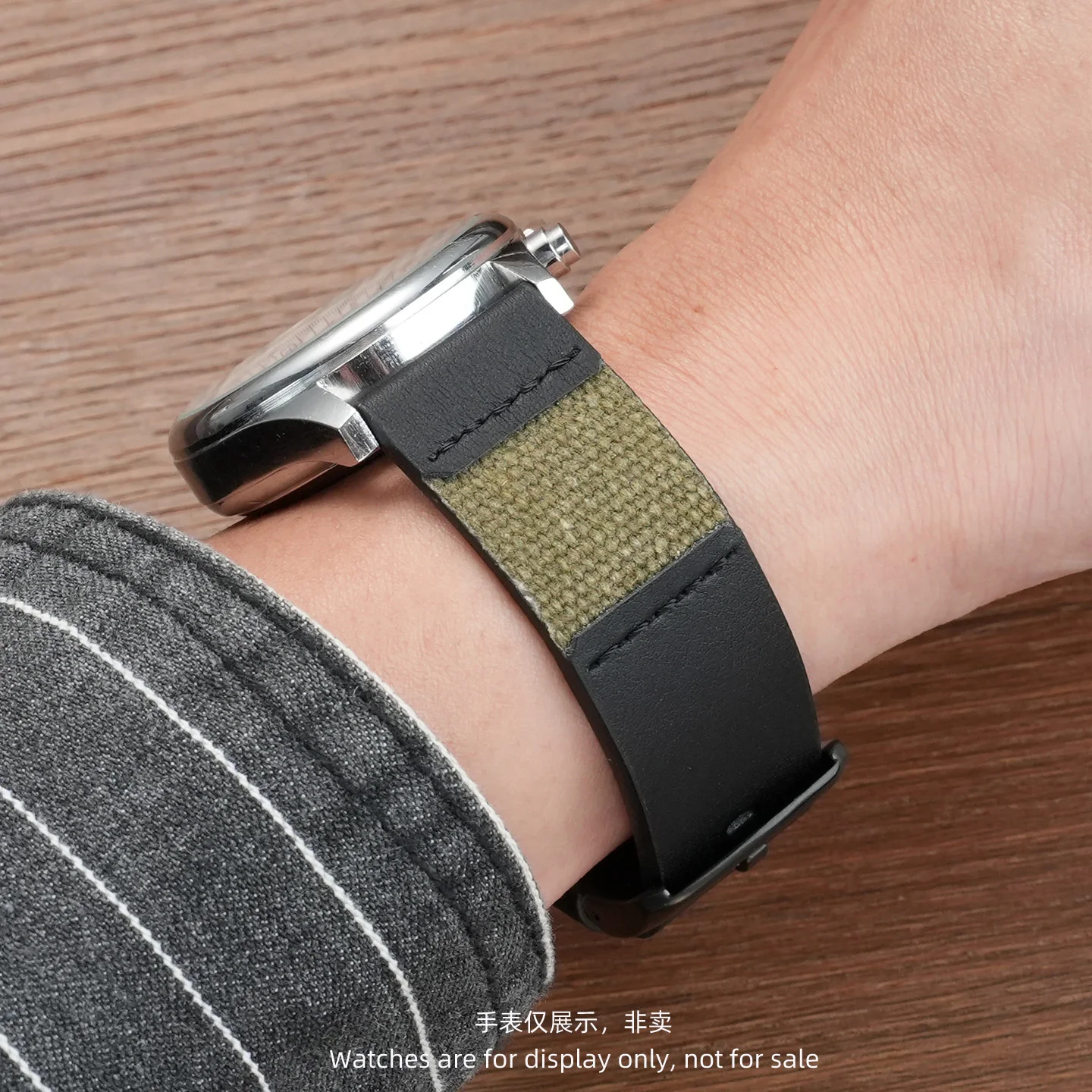20 مللي متر 22 مللي متر الهجين الجلود و قماش حزام (استيك) ساعة حزام ل كاسيو بانيراي رولكس تيودور الإفراج السريع استبدال سوار