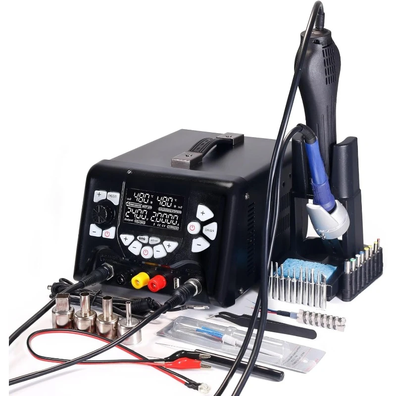 853D 5A-II 3 in 1 Hot Air Rework Soldering Iron Station and DC Power Supply 30V 5A -°F /°C Multiple Functions home.