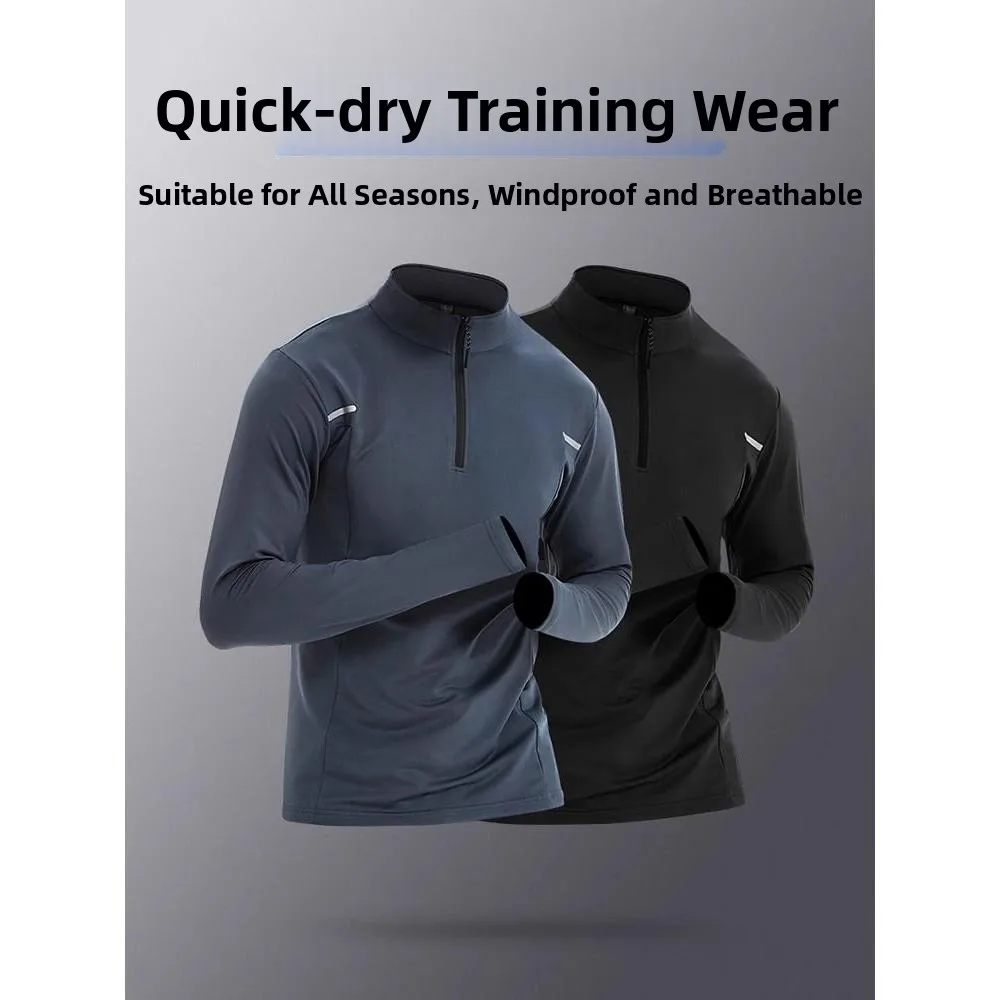 

Спортивный тренировочный костюм Qui Dry, мужская весенне-осенняя одежда для фитнеса, длинный свек, топ на молнии для бега, лето