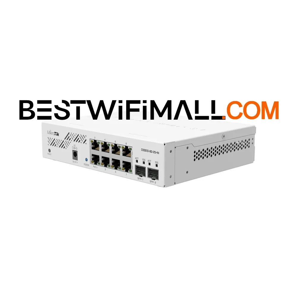 MikroTik CSS610-8G-2S+IN Cloud Smart Switch With Eight 1G Ethernet Ports, Two SFP+ Ports For 10G Fiber Connectivity, MAC Filters