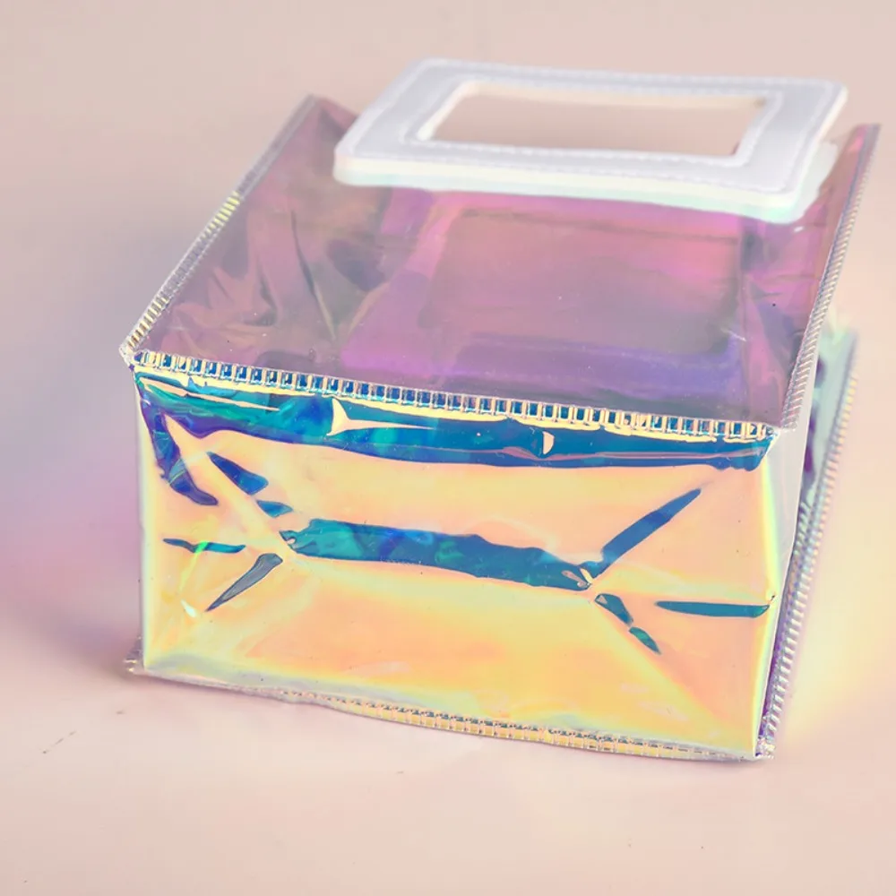 Practical PVC Clear Tote Bag Transparent Square Shape Handle Waterproof Storage Bag Round Shape Handle Transparent Shopping Bags