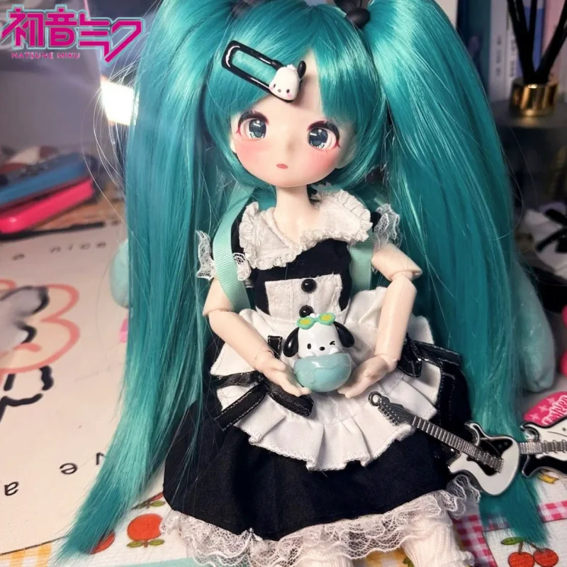 

Hot Hatsune 1/6 Movable Bjd Miku Maid Outfit Complete Dress Up 6 Point Cartoon Doll Cute Anime Loli Children Kawaii Gift