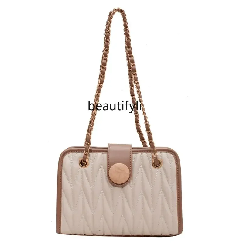 zq Fashion Chain Shoulder Underarm Bag Summer Versatile Texture Small Square Bag