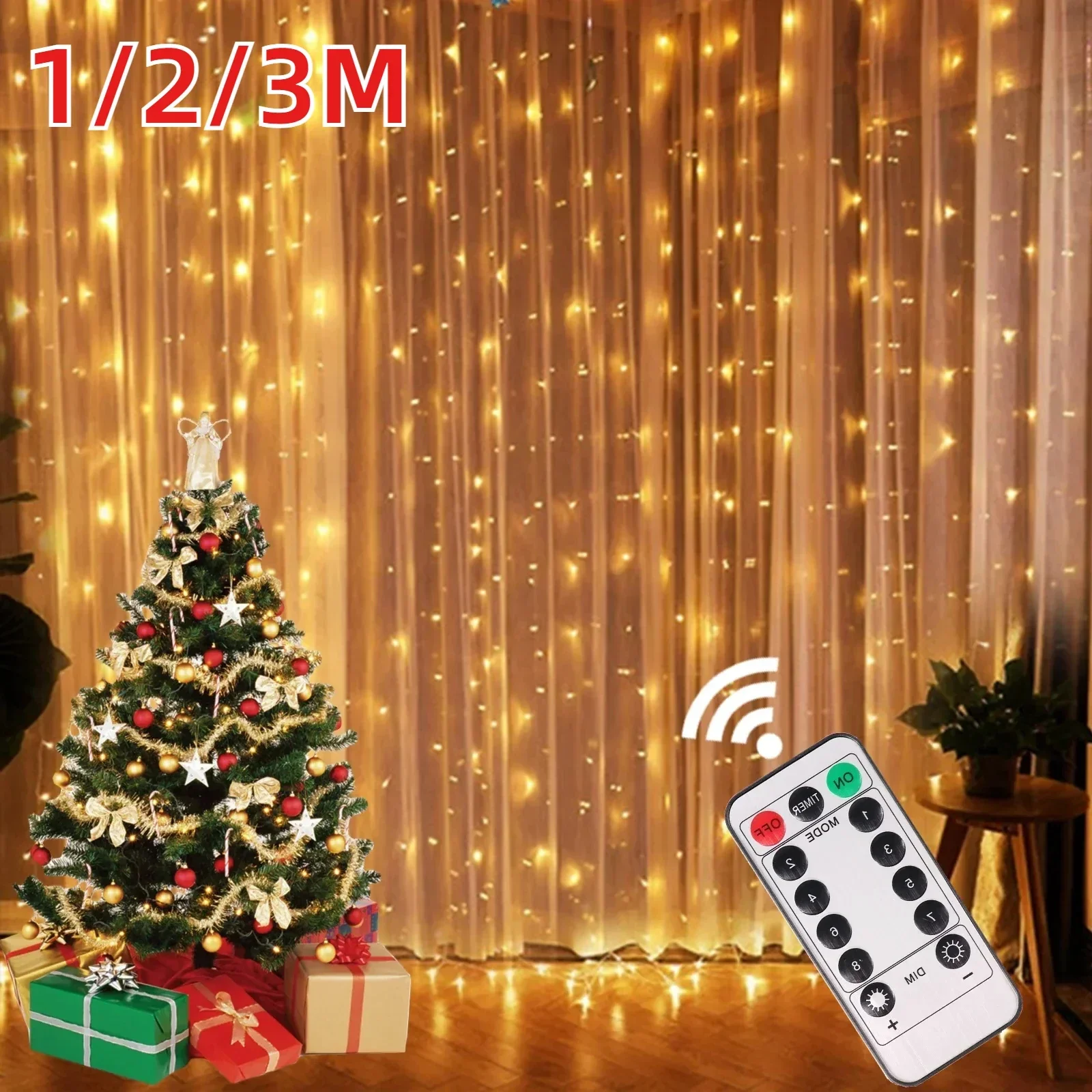 

1/2/3MChristmas Lights Curtains Merry Christmas Decorations Home Christmas Decorations Christmas Gifts 2025 New Year Decorations