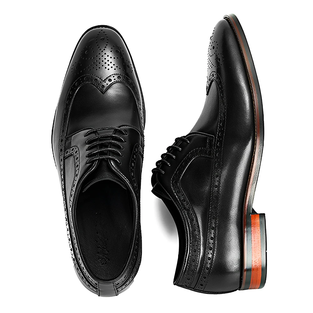 2024 High Quality Italy Brogue Style Genuine Leather Oxford Derby Dress Business Shoes for Men Party Casual Daily Life