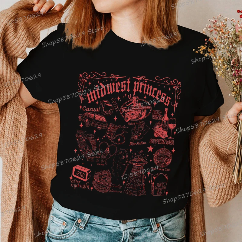 Chappell roan midwest princesa rosa pônei clube camisetas femininas tripulação pescoço camisa de manga curta hip hop cantor chappell roan topos