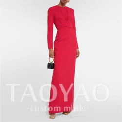Customized O-Neck Dubai Prom Dress Long Sleeves With Ankle Length Mermaid 2025 Long Dresses Sexy High Slit Robe De Soriee
