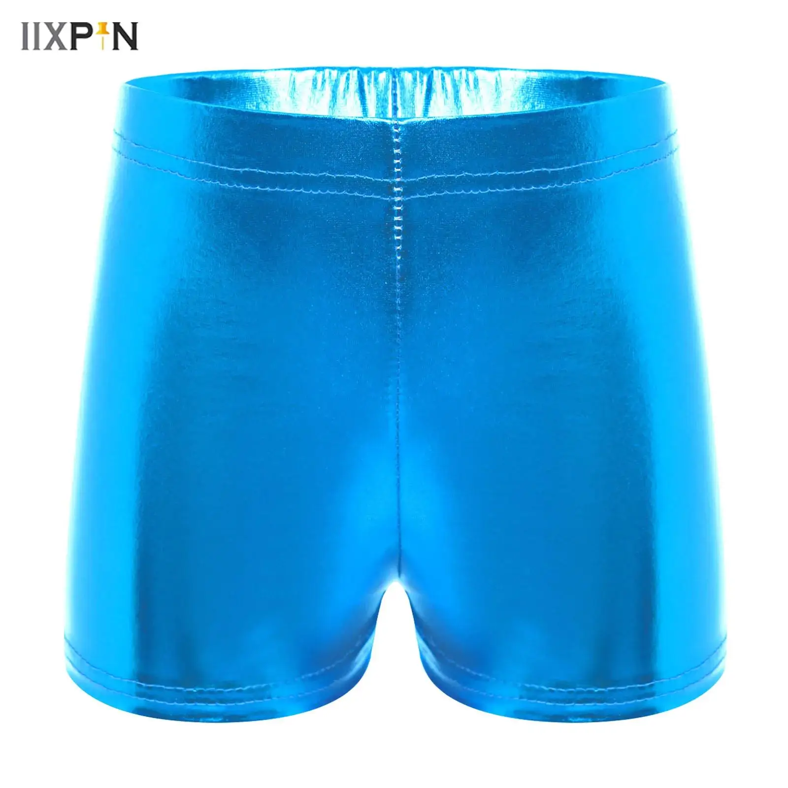 

Kids Girls Boys Boxer Shorts for Jazz Ballet Dance Costume Metallic Shiny Elastic Waistband Shorts Children Stage Shows Pants