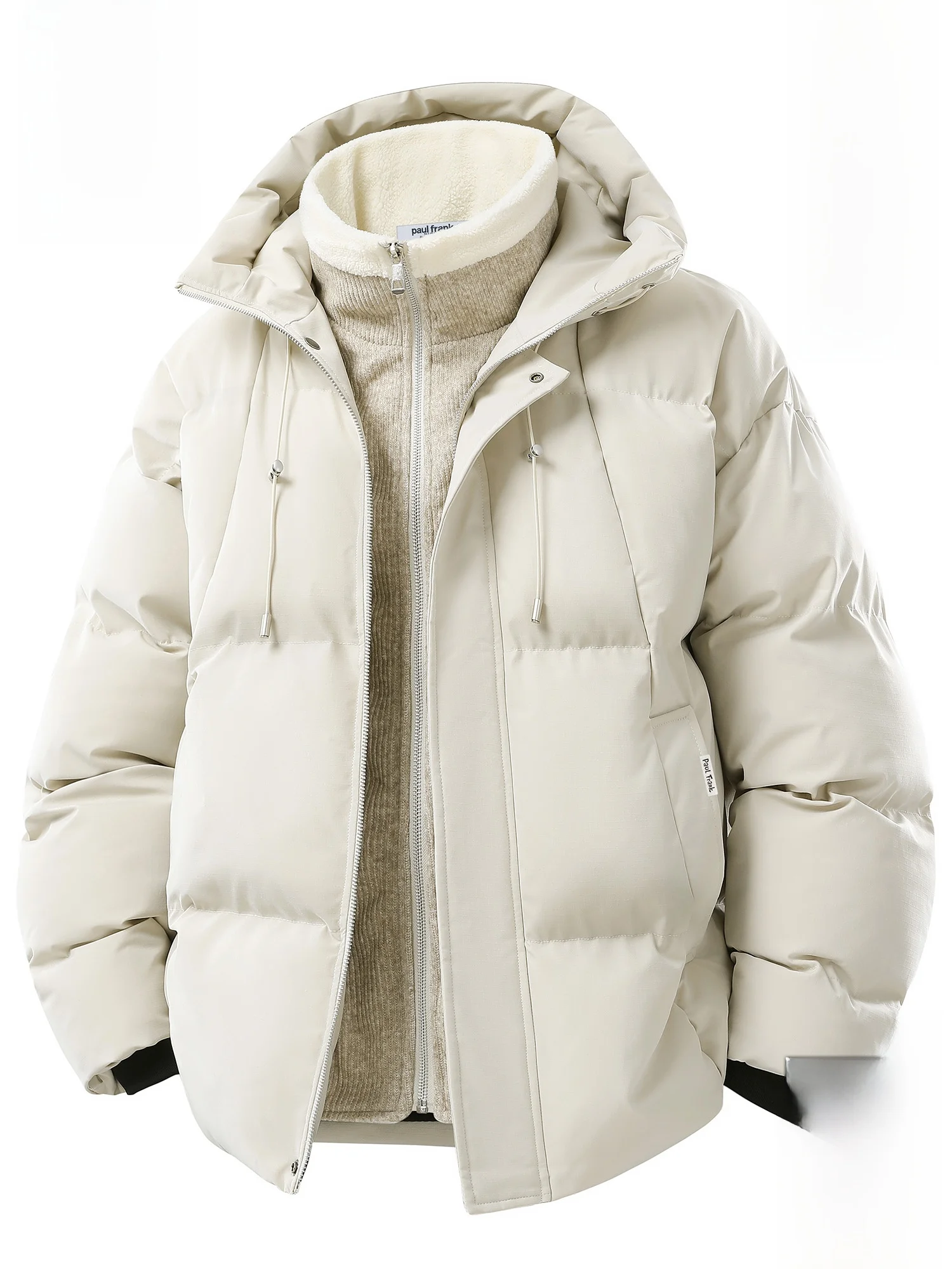 

Мужская зимняя теплая свободная повседневная куртка Paul Frank из утолщенного хлопка с капюшоном, на молнии, с полиэстеровым наполнителем, длинный рукав