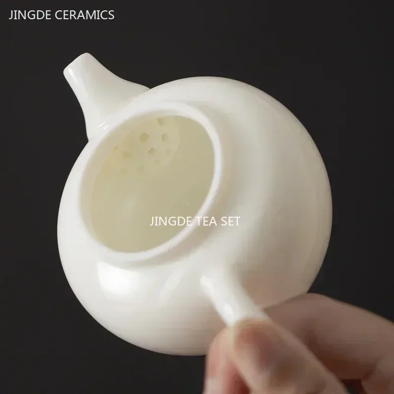 Mutton Fat Jade White Porcelain Teapot Chinese Ceramic Tea Infuser Handmade Filter Xishi Pot Traditional Porcelain Tea Set