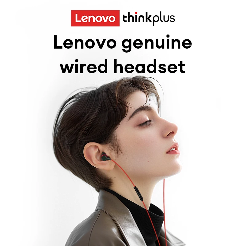 Lenovo TW15 new in-line control gaming wired headset soft ear cap high quality music sports in-ear headset