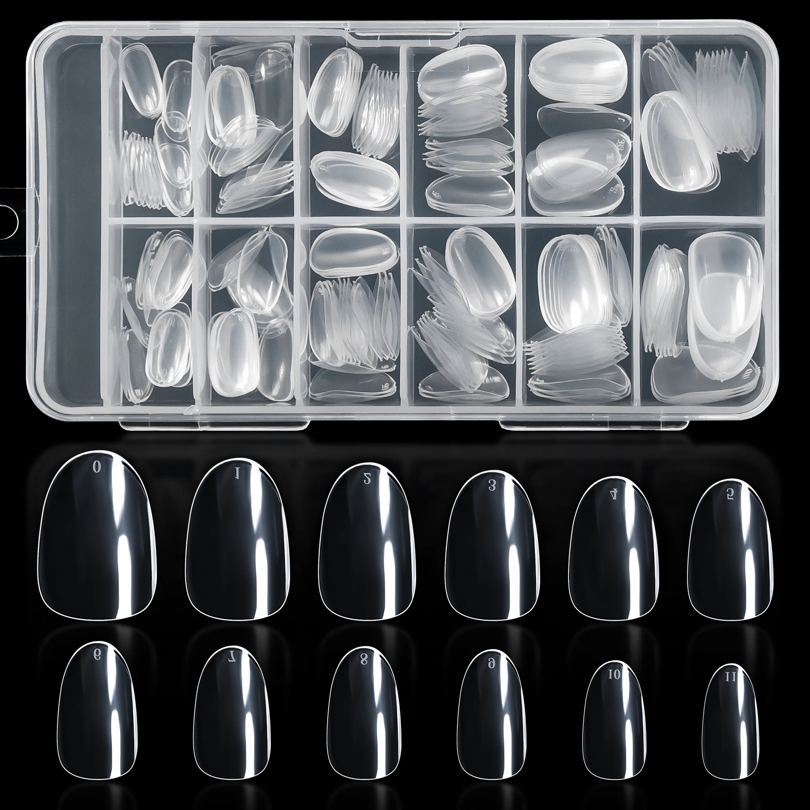 짧은 타원형 인조 손톱 팁-240개 짧은 소프트 젤 풀 커버 아몬드 모양 손톱 팁 라운드 소프트 젤 손톱 팁