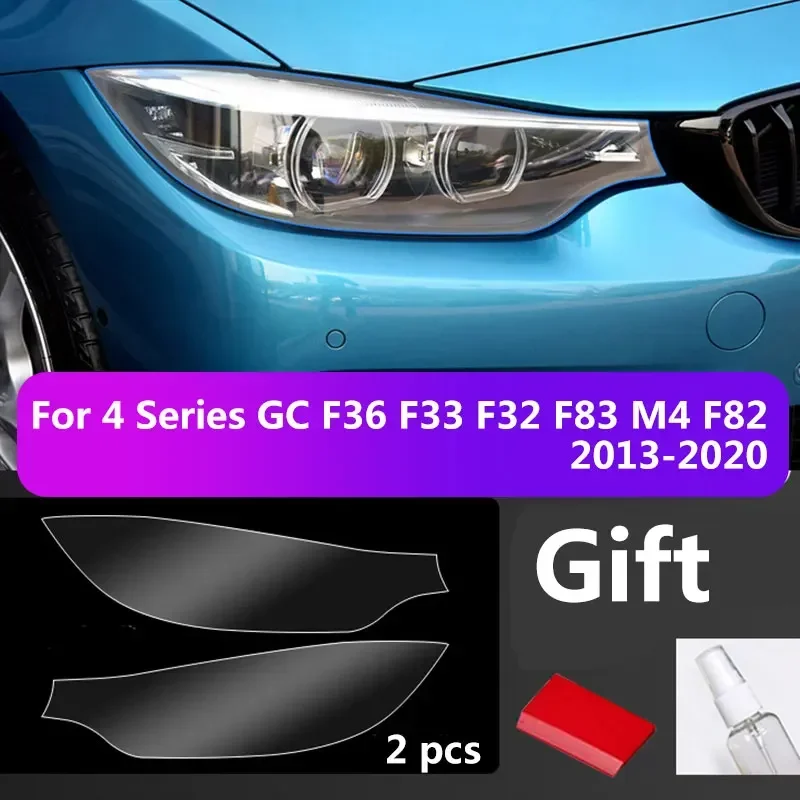 2 uds cubiertas de coche película protectora de faros para bmw M4 F82 GC F36 F33 F32 F83 4 Series negro TPU pegatina accesorios de decoración