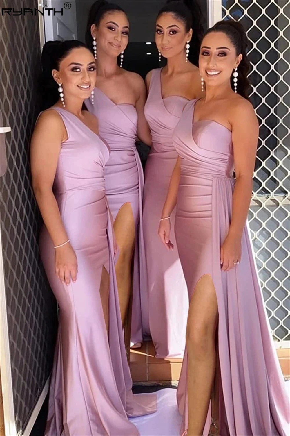 RYANTH 2024 One Shoulder Bridesmaid Dresses Mermaid Prom Dress Bodycon Wedding Bridesmaid Dresses Evening Dress  Brudepigekjoler