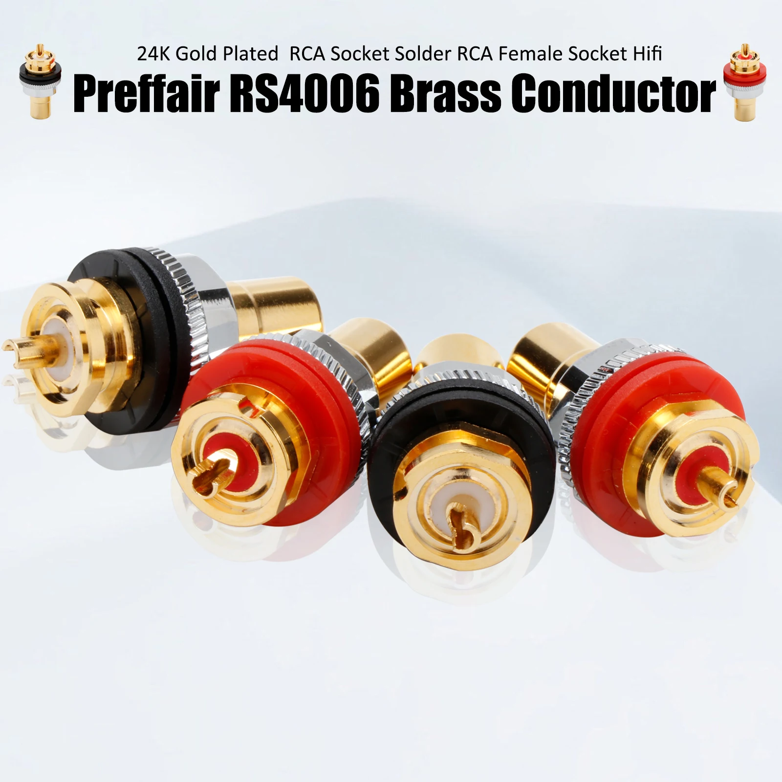 High End RCA Female Sockets Chassis Panel Mount Speaker Terminal Connectors Gold Plated Jacks HiFi Audio Amplifier Video plugs