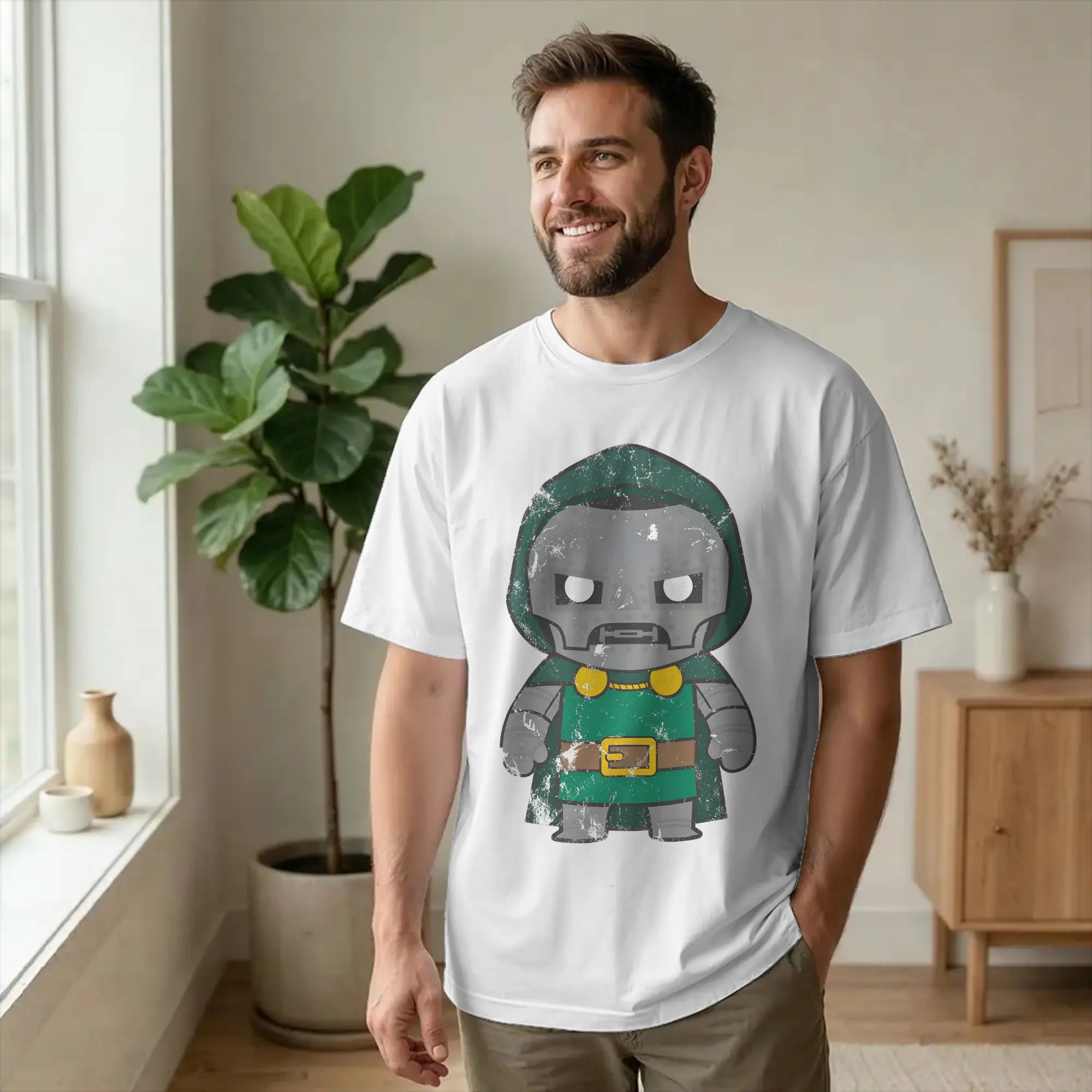 Vintage Kawaii Dr Dooms  T Shirt Men Cotton Short Sleeve Round Neck Summer Top Tee