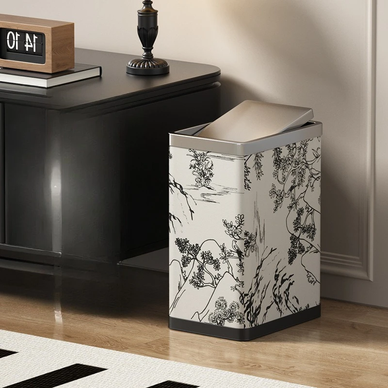 

Bathroom Anti Odor Waste Bins Kitchen Garbage Bin Food Waste Disposal with Lid Stainless Household Living Room Paper Basket