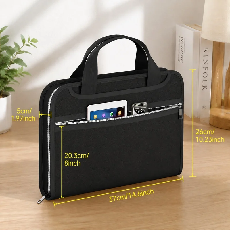 Fireproof & Moisture-Resistant Accordion File Organizer with 13 Expandable Pockets and Handle. Designed for A4 papers, bills,