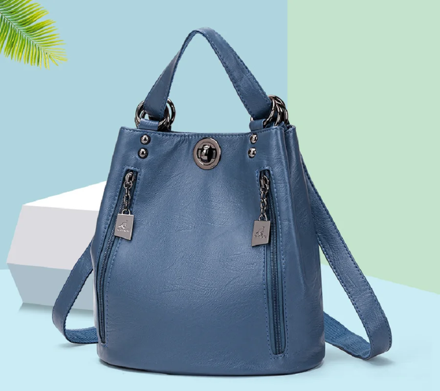 Hot Sale Women's New Fashion High Quality Soft Leather Double Shoulder Bags Totes Large Capacity Travel Backpacks Crossbody Bag