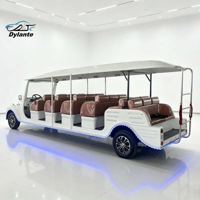 8-11 Seater Classic Electric Vintage Sightseeing Car Retro Design PU Leather Seats 30km/h Speed Special for Scenic Tourism