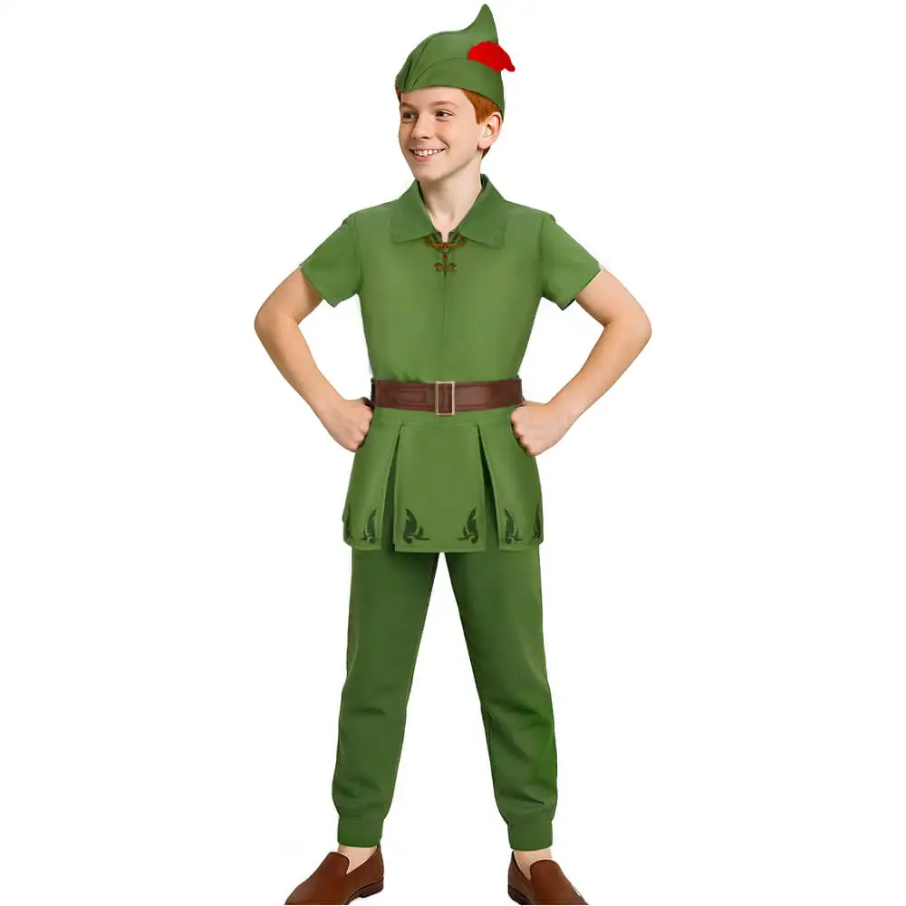 

Kids Green Elf Peter Pan Cosplay Costume Fancy Dress Role Play Halloween Christmas Carnival Party Clothing