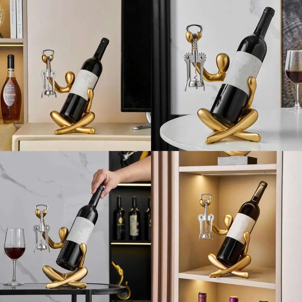 

Modern Gold Wine Rack for Kitchen Countertop, Single Bottle Holder for Bar Décor